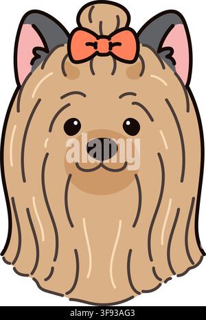 Einfache und bezaubernde Illustration eines langhaarigen Yorkshire Terriers von vorne Stock Vektor