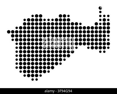 Symbolkarte des Bezirks Jerusalem (Israel) mit der Darstellung des Gebiets durch ein Muster aus schwarzen Kreisen Stock Vektor