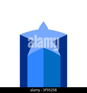 3D-Blaue-Sternform-Geometrische-Flaches-Design-Illustration isoliert auf weißem Hintergrund Stock Vektor