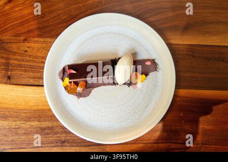 Schokoladen-Torte bei Fonda San Miguel, Austin, Texas, 17. Oktober 2024. (Foto von John Anderson/The Austin Chronicle) Stockfoto