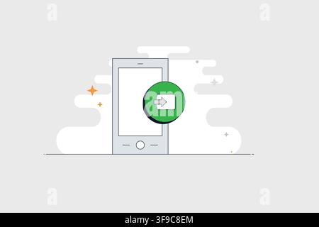 Mobiltelefon mit Abmelde-Symbol für die Kündigung des Kontozugriffs und der Benutzersitzungen Stock Vektor
