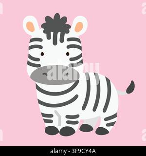 Einfache und flache niedliche Zebra-Illustration Stock Vektor