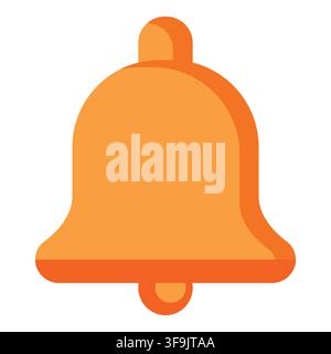 Orangefarbenes Glockensymbol für Benachrichtigungshinweis zur Erinnerung, Klingelton und akustischer Alarm Stock Vektor