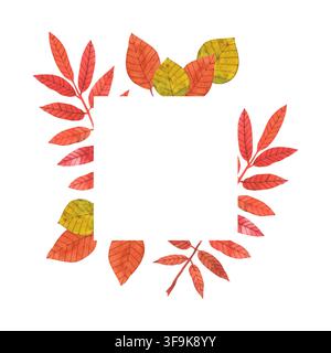 Aquarellrahmen mit Herbstblättern Stockfoto