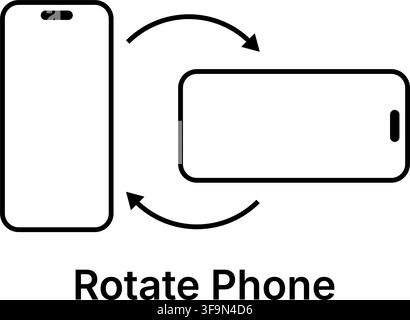 Drehen Sie das Telefon Anweisungenabbildung mit vertikaler und horizontaler Smartphone-Ausrichtung Mobilbildschirmdrehsymbol einfaches Linienicon für App-Inter Stock Vektor