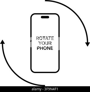 Rotieren Sie Ihr Telefonsymbol mit Smartphone und kreisförmigen Pfeilen zur Anweisung zur Bildschirmdarstellung am Mobilgerät von vertikal auf horizontal Symbol fo Stock Vektor