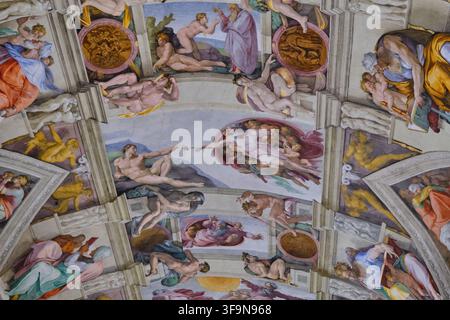 Deckenfresco der Sixtinischen Kapelle Stockfoto