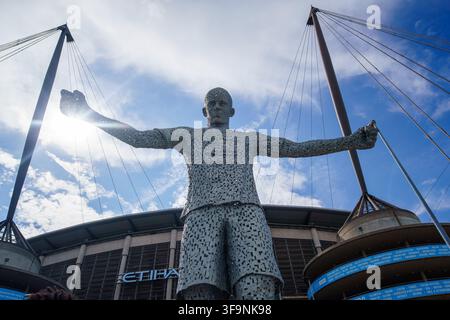 Etihad-Stadion  Zuhause des Manchester CityFootball Clubs. Blick auf die Außenseite des Stadions.Manchester  UK 15. August 2026 Stockfoto