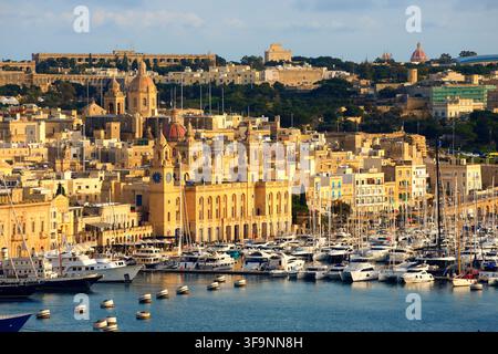 Birgu und Vittoriosa von den Upper Barrakka Gardens, Malta Stockfoto
