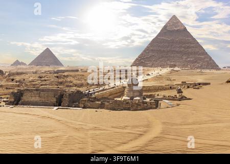 Die Große Sphinx vor den Pyramiden, Giza, Ägypten Stockfoto