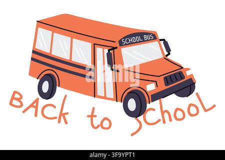 Gelber Schulbus-Doodle-Vektor für ein Zurück-zur-Schule-Plakat Stock Vektor