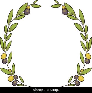 Handgezeichnete Olivenblätter-Blumenrahmen-Illustration Stock Vektor