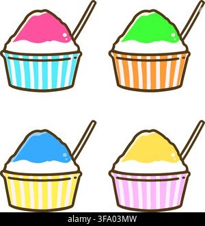 Farbenfrohes Shave Ice in einem Pappbecher Stock Vektor