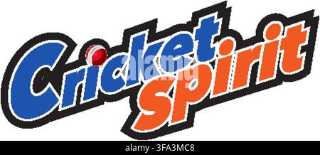 Lebendiges Sport-Logo-Design mit stilisiertem Text und einem roten Cricketball auf Weiß Stock Vektor