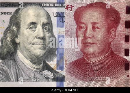 Abstraktes Hintergrundkonzept zum US-China-Wirtschaftshandelskrieg Stockfoto
