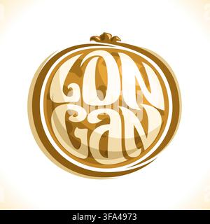 Vektor-Logo für Longan, Poster mit einer ganzen Frucht für Verpackungen von frischem Saft oder thailändischem exotischem Dessert, Preisschild mit Originalschrift für das Wort Longan in Stock Vektor