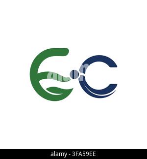 Professionelles Modernes EC Monogramm Blatt Tech Node Vektor Logo Stock Vektor