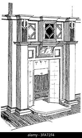 Arts and Crafts Design für einen Kaminumgang von George A Johnston aus dem Studio Magazine Band 25 1902 Stockfoto