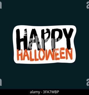 Fröhliche Halloween-Typografie-Phrase Doodle-Vektor-Aufkleber für Feiertags-Branding-Design Stock Vektor