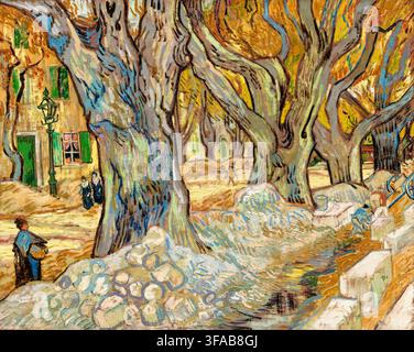 Vincent van Gogh Gemälde, Die großen Platanen, (Wegearbeiter in Saint-Rémy), Öl auf Leinwand, 1889 Stockfoto