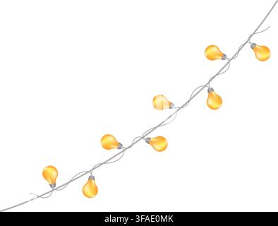 Weihnachtslichter isolierte realistische Designelemente. Weihnachtsgirlande. Xmas realistische Overlay-Lichterkarte. Feiertagsdekorationen helle Lampen. auf Tran Stockfoto