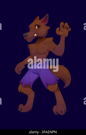 Cartoon Halloween Werwolf Charakter mit Krallen Stock Vektor