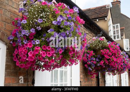 Hängekörbe in Waterside, Stratford-upon-Avon, Warwickshire, UK Stockfoto