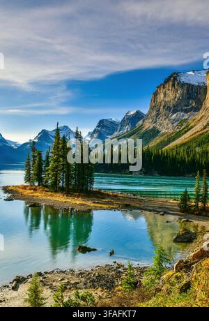 Schöne Spirit Island, Maligne Lake, Jasper National Park, Alberta, Kanada Stockfoto