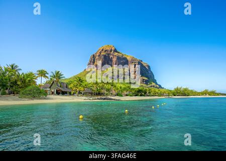 Le Morne Brabant und Tropische Lagune in Mauritius Stockfoto