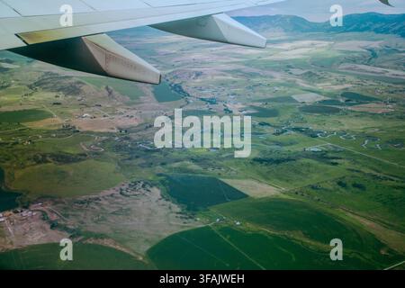 Blick auf Bozeman vom Flug aus Stockfoto