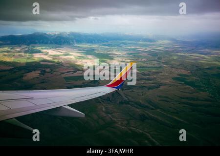 Blick auf Bozeman vom Flug aus Stockfoto