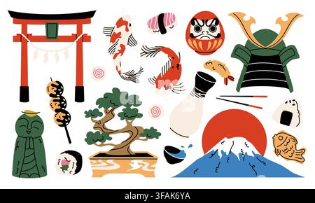 Japanische Kultur und traditionelle Elemente Stock Vektor