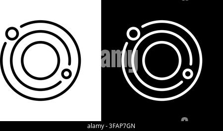 Planetenbahn-Linien-Ikonen-Set. Himmelsbewegung- und Astronomie-Symbolsammlung. Weltraumforschung und kosmisches Design. Bearbeitbarer Strich. Isoliert Stock Vektor