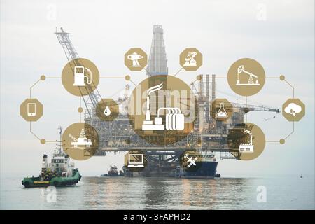 Das Konzept der Automatisierung in der Öl- und Gasindustrie Stockfoto