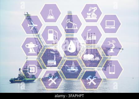 Das Konzept der Automatisierung in der Öl- und Gasindustrie Stockfoto