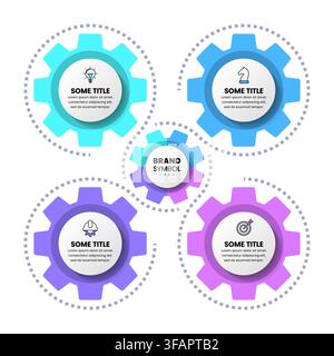Infografik-Vorlage mit Symbolen und 4 Optionen oder Schritten. Zahnräder. Kann für Workflow-Layout, Diagramm, Banner, webdesign verwendet werden. Vektorgrafik Stock Vektor