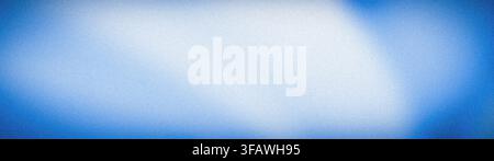 Blauer, weißer und hellblauer abstrakter körniger Farbverlaufshintergrund im Breitformat, perfekt als Tech-Wallpaper Stockfoto