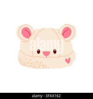 Süßer Winterhut in Form eines Bären. Gemütliche Accessoires in trendigen Farben. Saisonale Wintermodenkollektion, isolierte Vektorillustration, perfekt für Aufkleber, Karten und Poster. Vektorillustration Stock Vektor