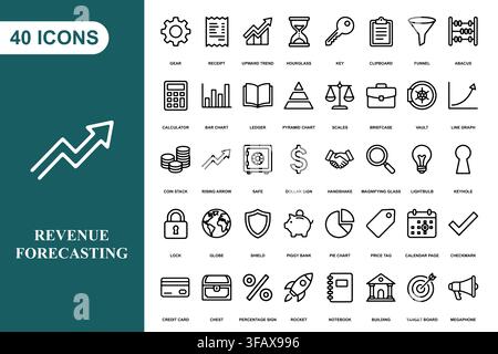 Eine umfassende Sammlung von vierzig Business- und Finanz-LinienIcons für professionelle digitale Projekte. Stock Vektor