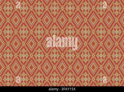 Nahtlose Strickmuster. Geometrisches Strickgarnmuster zum Umwickeln. Farbenfrohe Baumwoll-Textil- und Seidenmuster für Hintergrund und Tapeten. Stockfoto