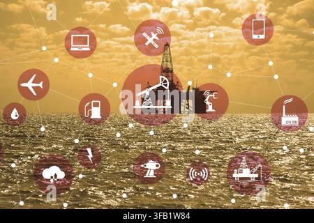 Das Konzept der Automatisierung in der Öl- und Gasindustrie Stockfoto