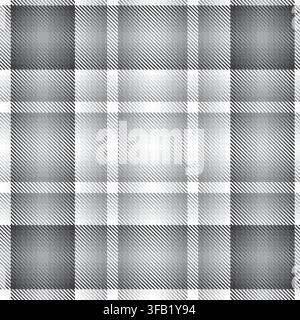 Monochromes Ombre-Plaid-Struktur-Muster nahtlos für Modetextilien und Grafiken Stock Vektor