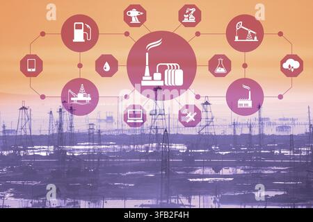 Das Konzept der Automatisierung in der Öl- und Gasindustrie Stockfoto