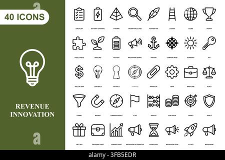 Eine umfassende Sammlung von vierzig Business- und Innovations-LinienIcons für professionelle Designprojekte. Stock Vektor