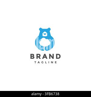 Blaues Bär, das weiße Wolken umarmt, Logo-Design. Weiße Wolken in niedlichem blauen Bärenumarmungs-Logo-Design. Stock Vektor