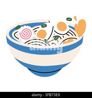 Japanische Ramen-Nudelsuppenschüssel-Vektor Stock Vektor