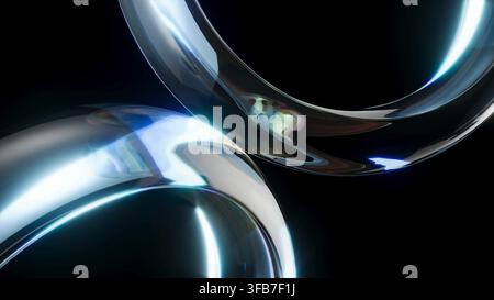 Transparente Glasglanzringe Hintergrund 3D-Rendering Stockfoto