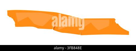 Klebeband horizontal orange Stück. Zerknittertes Duct-Scotch-Klebeband für Fotokollage. Stock Vektor