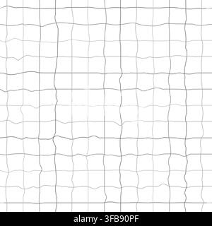 Gitterkurven-gestreiftes nahtloses geometrisches Muster. Weißes gezeichnetes kariertes Papierhintergrund. Graue Netzlinienwellenstruktur. Stock Vektor