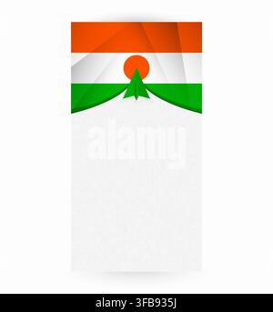 Reise nach Niger, stilvolles Reisebanner mit Flagge und Papierflieger. Stilvolles Reisebanner. Stock Vektor